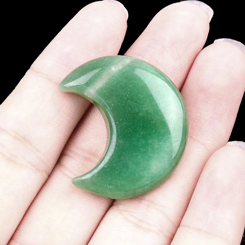 Croissant de Lune en Pierre Naturelle Sculptée 30 mm – Pierre de Poche, 22 Pierres au Choix