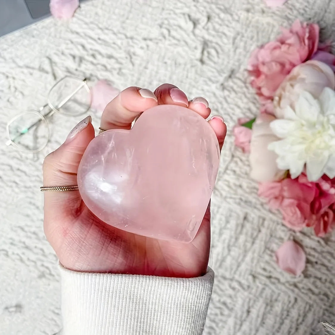 Cœur en Quartz Rose Naturel Poli – Grand Cœur Décoratif de 20 à 100 g