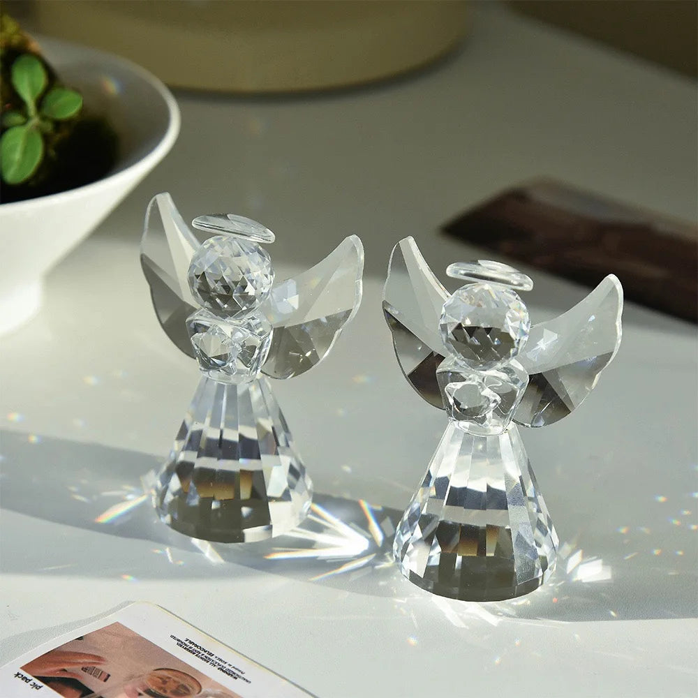 Statue Ange en Cristal Transparent – Ange Gardien Décoratif 8,5 cm, Idée Cadeau