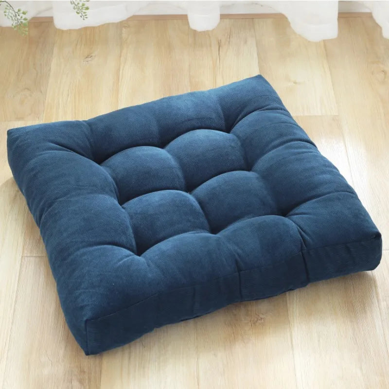 Coussin de Sol Carré Capitonné en Velours Côtelé – 45 ou 53 cm, Assise de Méditation, 9 Coloris