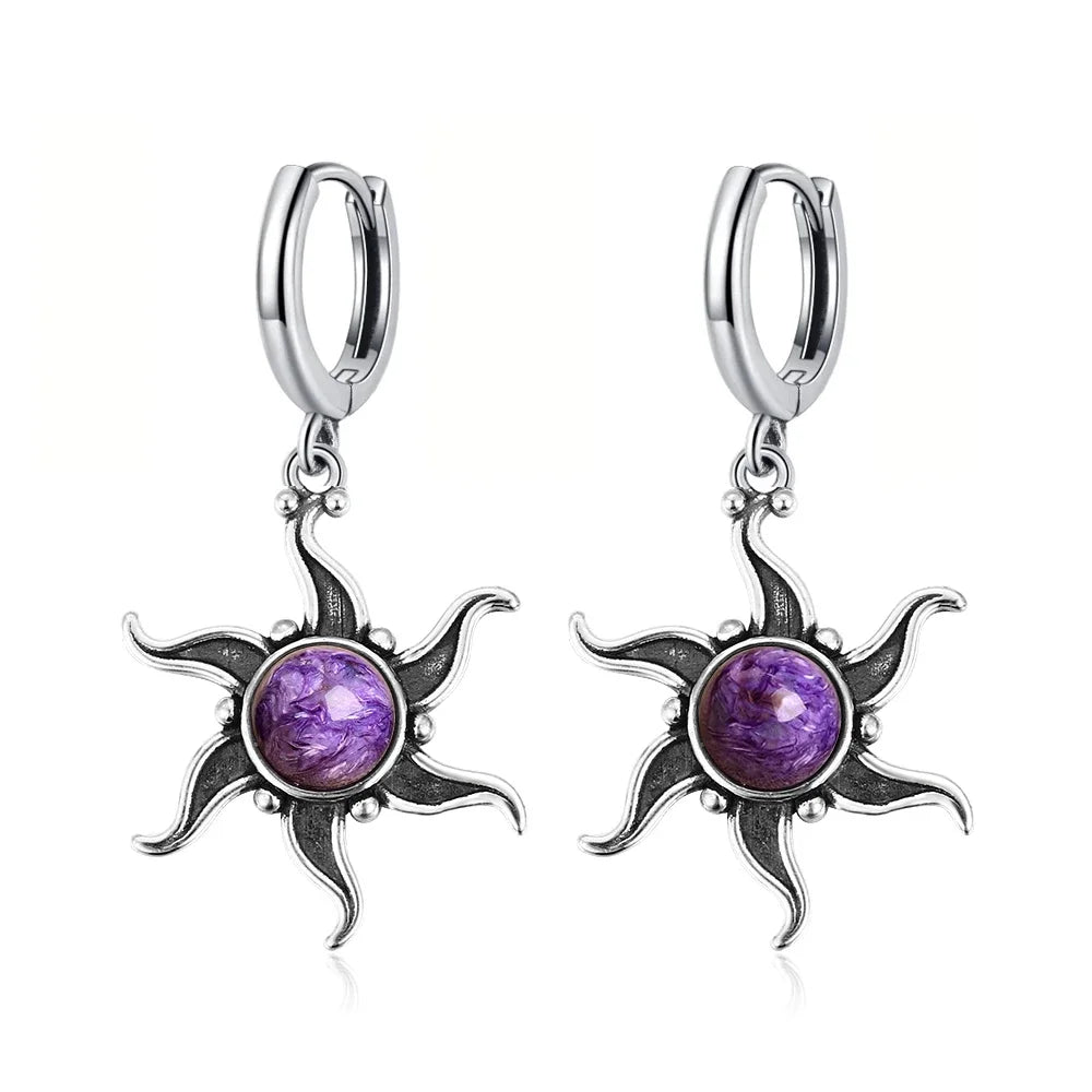 Boucles d'Oreilles Vintage en Argent 925 et Pierre Naturelle – Cyanite, Pierre de Lune, Labradorite… 10 Modèles