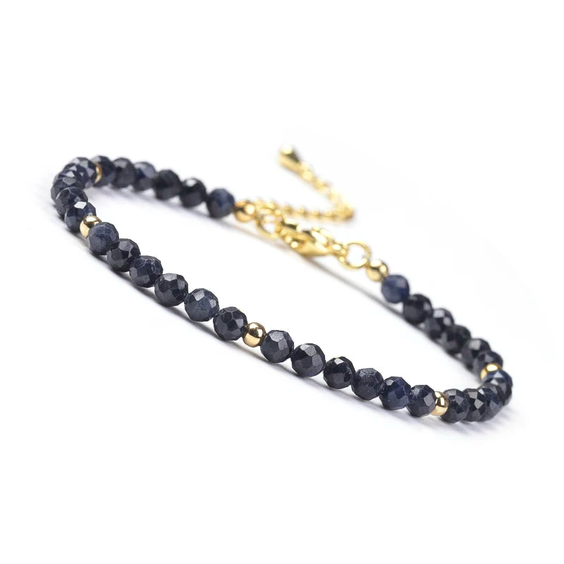 Bracelet Fin Perles Facettées 4 mm – Grenat, Cornaline, Pierre de Soleil… Fermoir Doré