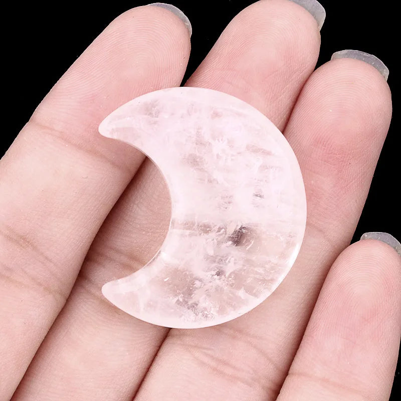 Croissant de Lune en Pierre Naturelle Sculptée 30 mm – Pierre de Poche, 22 Pierres au Choix