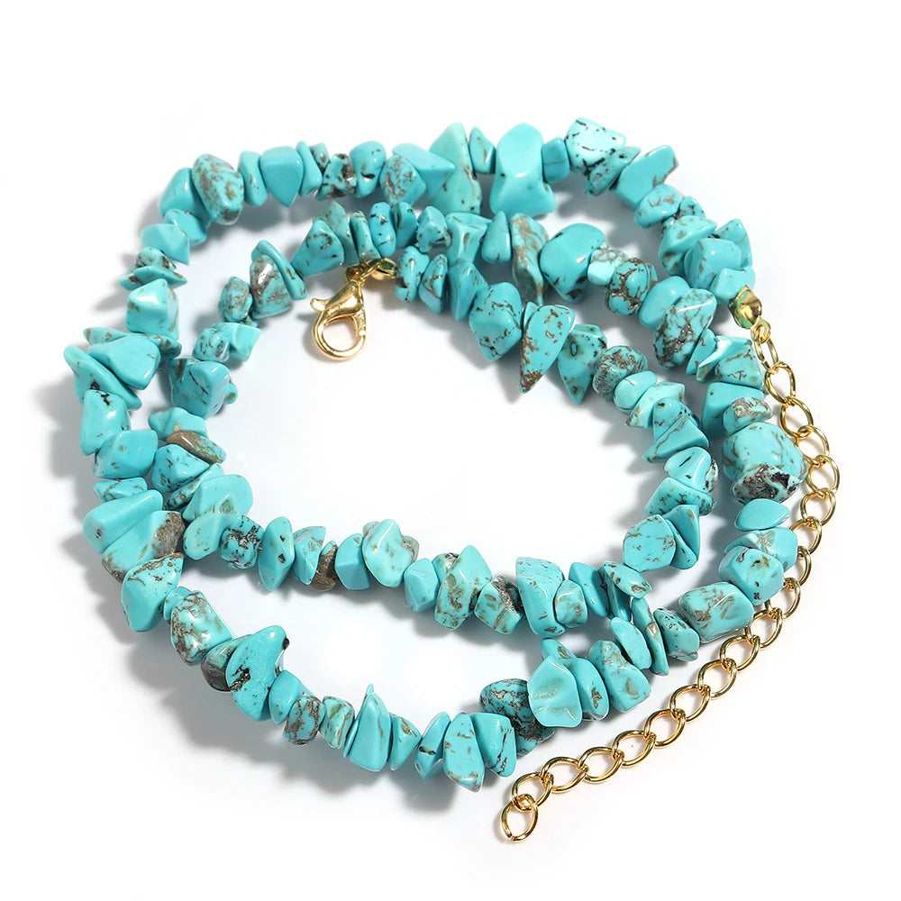 Collier Ras du Cou en Éclats de Pierres Naturelles – 16 Pierres au Choix, 43 cm