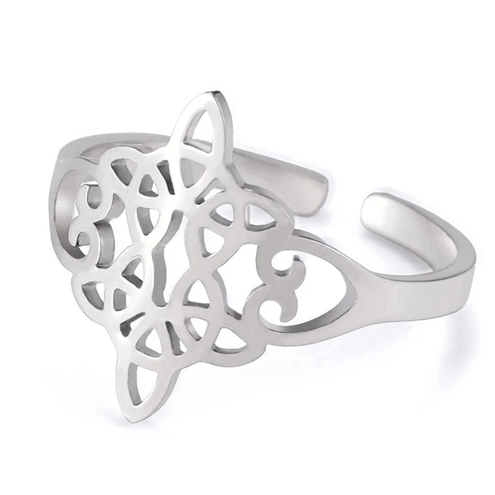 Bague Nœud Celtique Ajustable – Acier Inoxydable Doré ou Argenté, Femme et Homme
