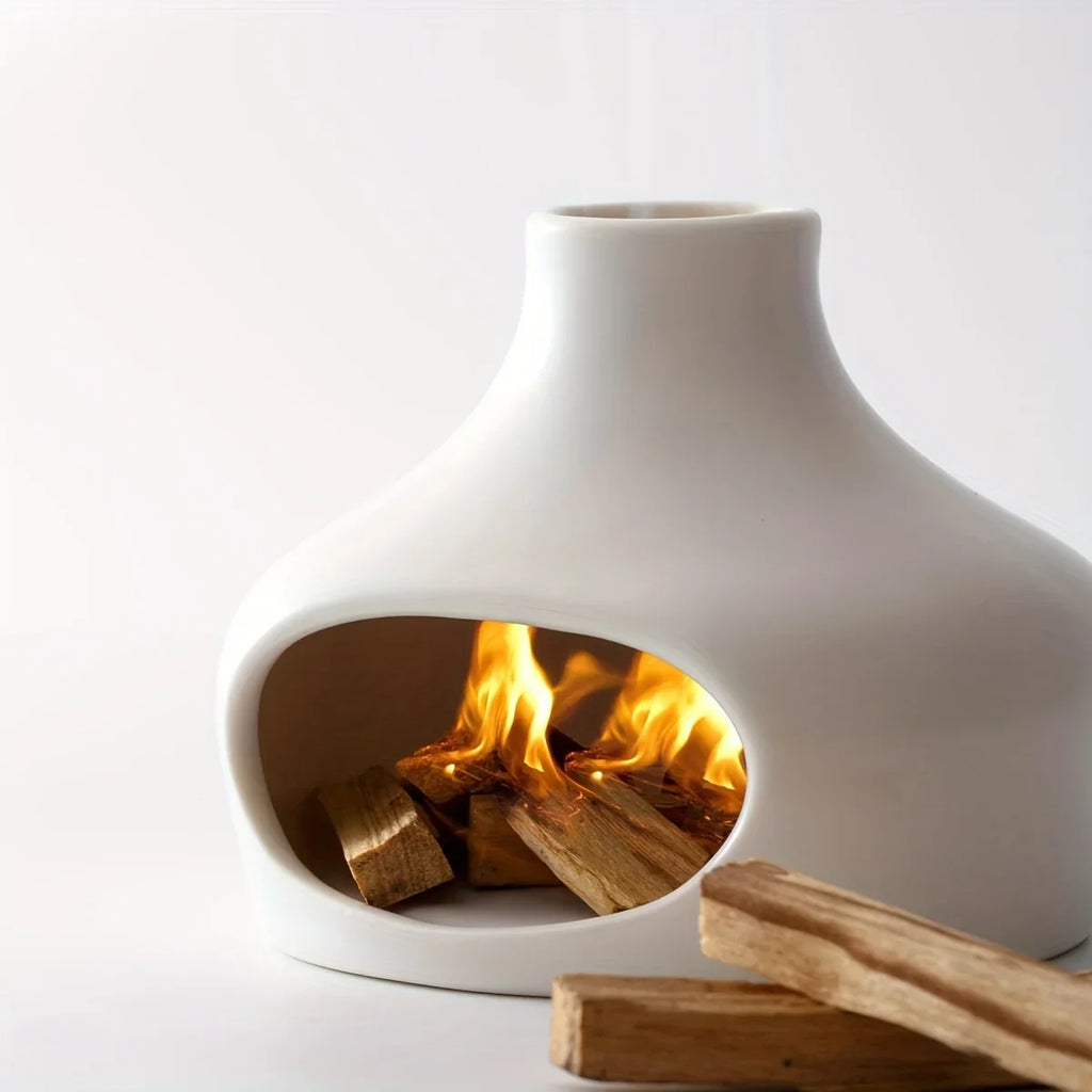 Brûleur à Palo Santo et Sauge en Céramique à Cheminée – Blanc ou Noir, Décoration Zen