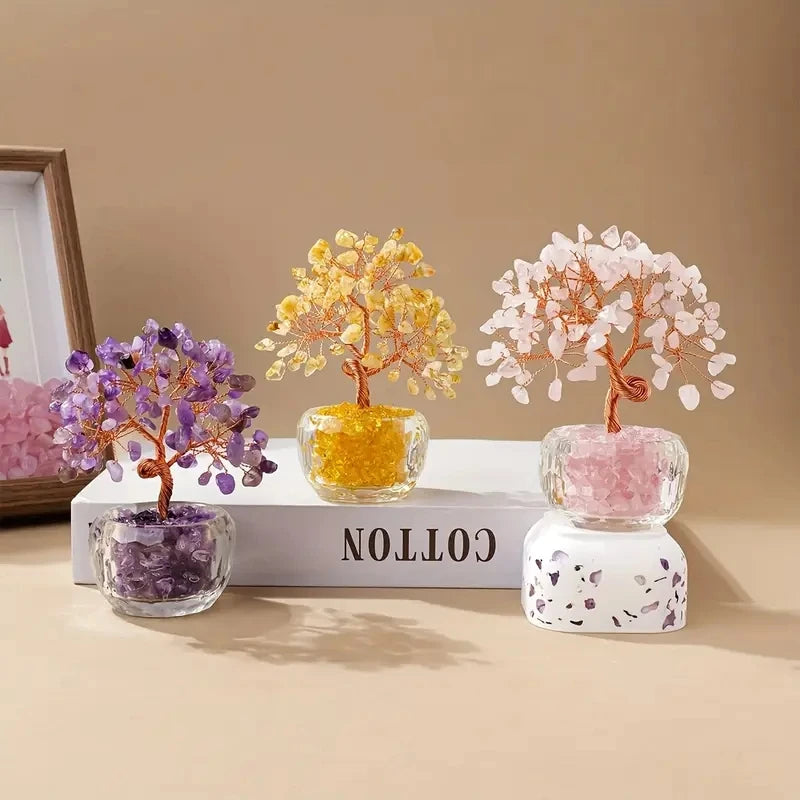 Arbre de Vie Feng Shui en Cristaux Naturels – Décoration Zen Maison et Bureau, Pièce Unique