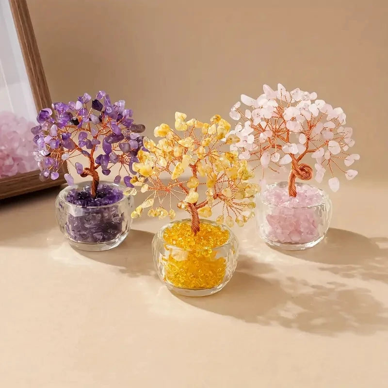 Arbre de Vie Feng Shui en Cristaux Naturels – Décoration Zen Maison et Bureau, Pièce Unique