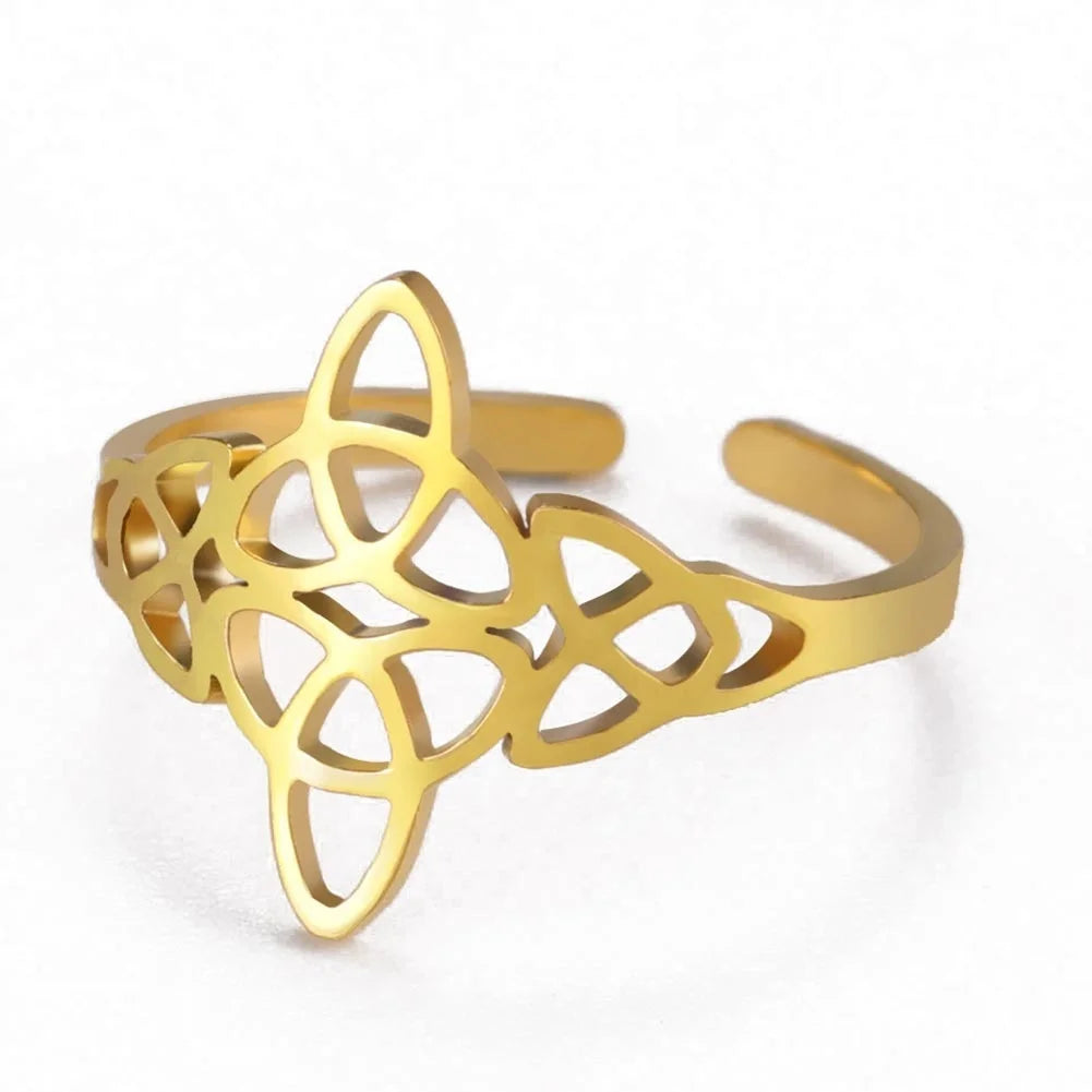 Bague Nœud Celtique Ajustable – Acier Inoxydable Doré ou Argenté, Femme et Homme