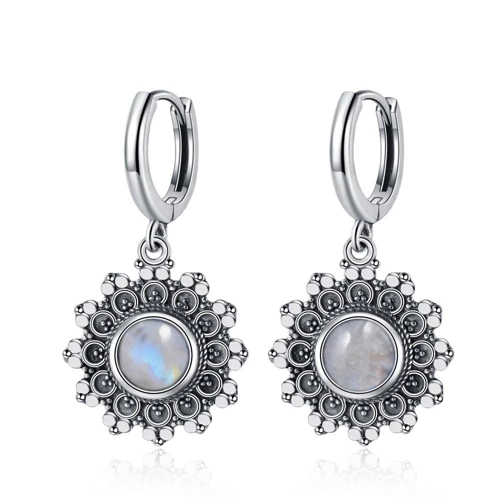 Boucles d'Oreilles Vintage en Argent 925 et Pierre Naturelle – Cyanite, Pierre de Lune, Labradorite… 10 Modèles
