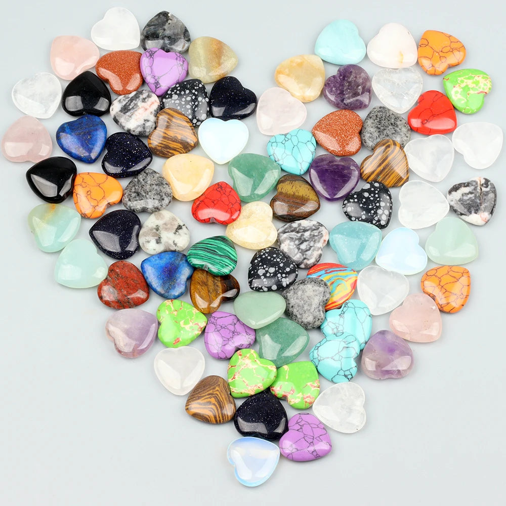 Cœurs en Pierres Naturelles 20 mm – Lot de 10, 20, 30 ou 50, Assortiment Multicolore