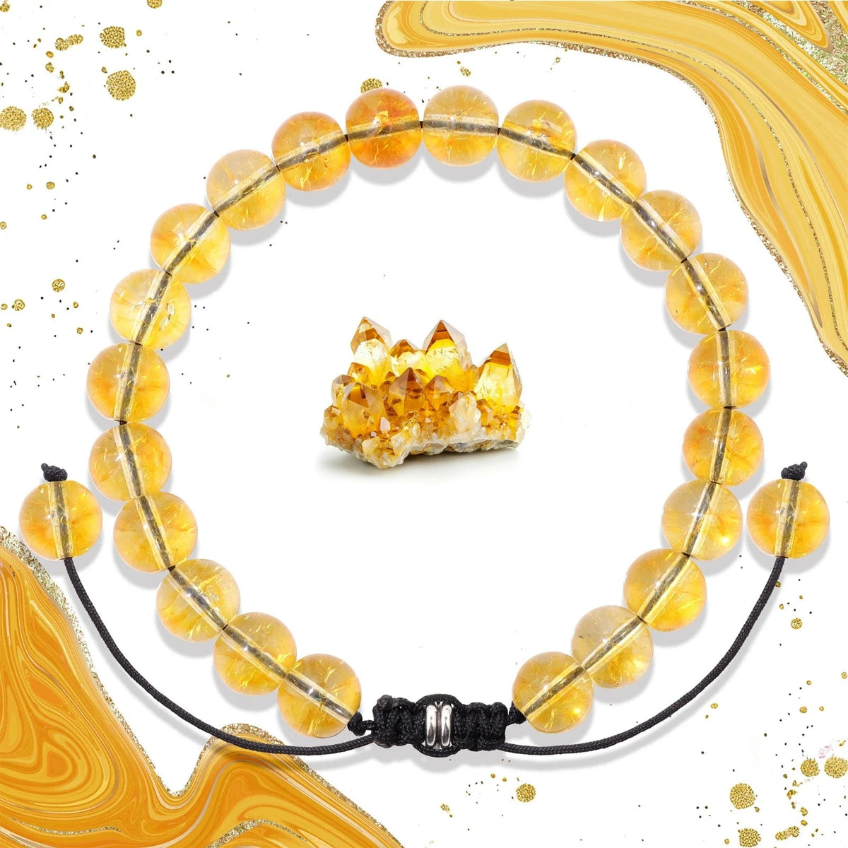 Bracelet Cordon Tressé Réglable – Perles de Pierre Naturelle au Choix 4, 6 ou 8 mm, avec Carte