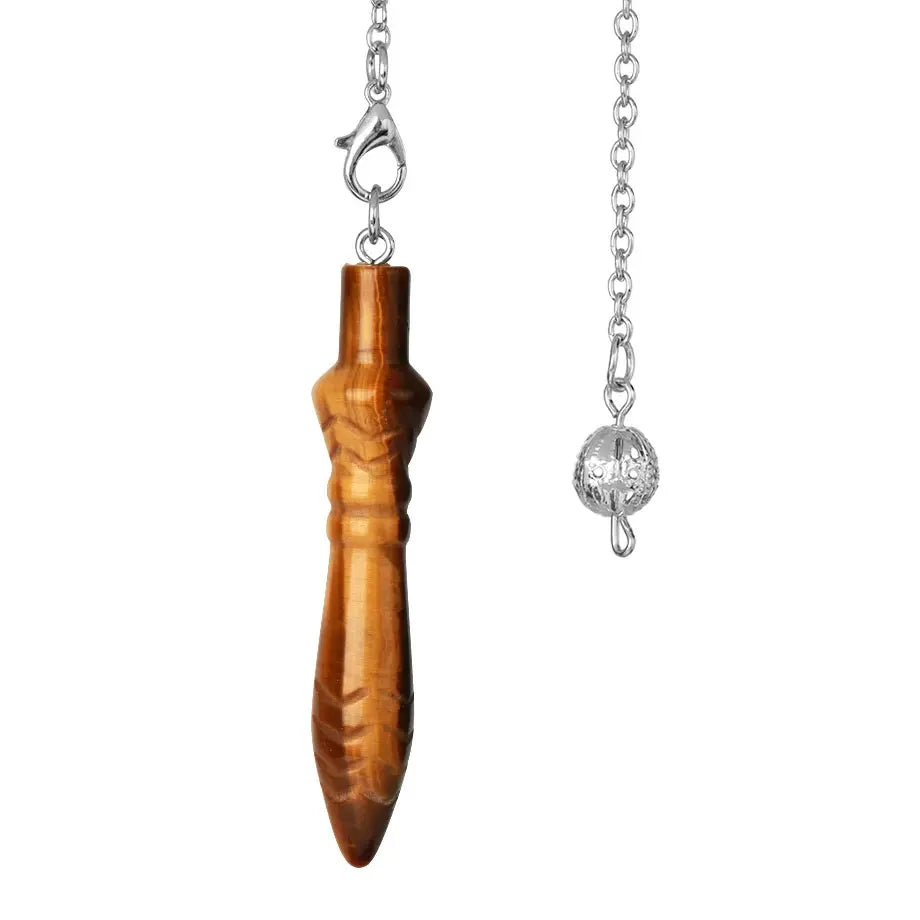 Pendule Thot Égyptien en Pierre Naturelle Sculptée – Obsidienne, Améthyste, 7 Chakras… 11 Pierres