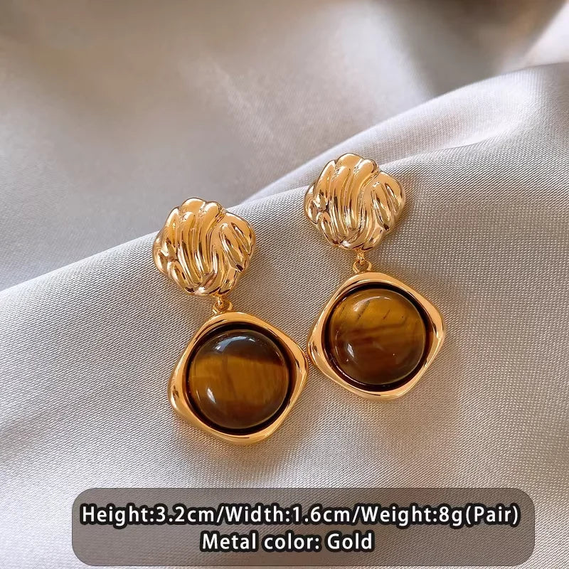 Boucles d'Oreilles Œil de Tigre Dorées – 12 Modèles : Puces, Pendantes, Créoles, Cœurs