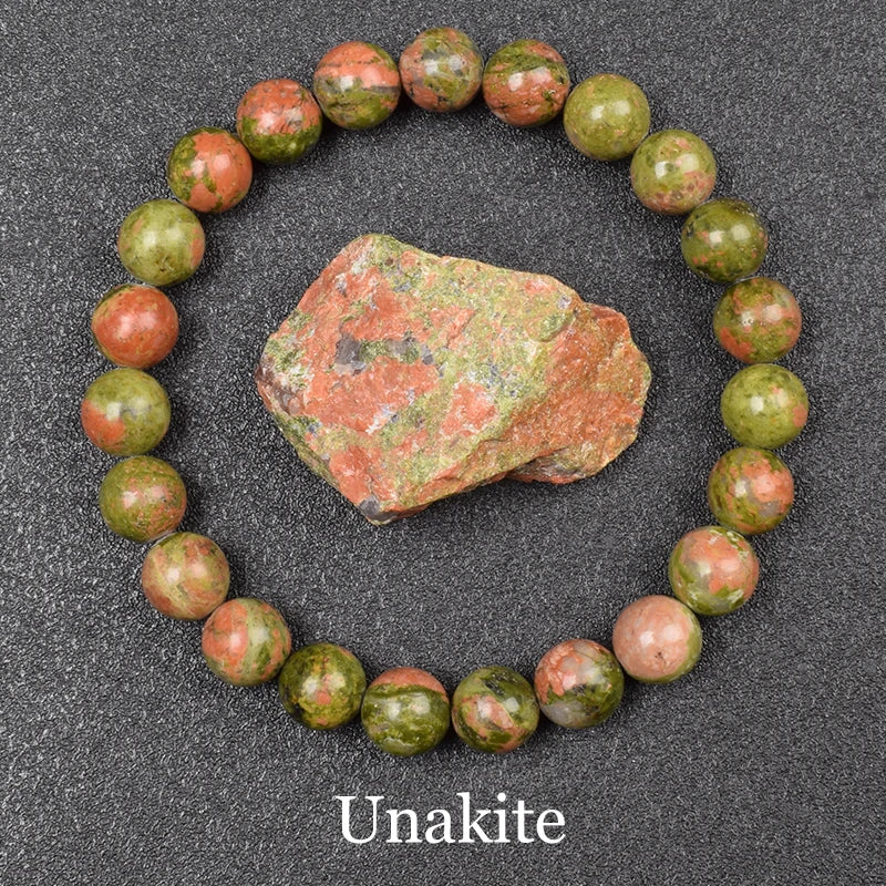 Bracelet Pierre Naturelle au Choix – Obsidienne Dorée, Rhodonite, Unakite et 13 Autres, 6 ou 8 mm