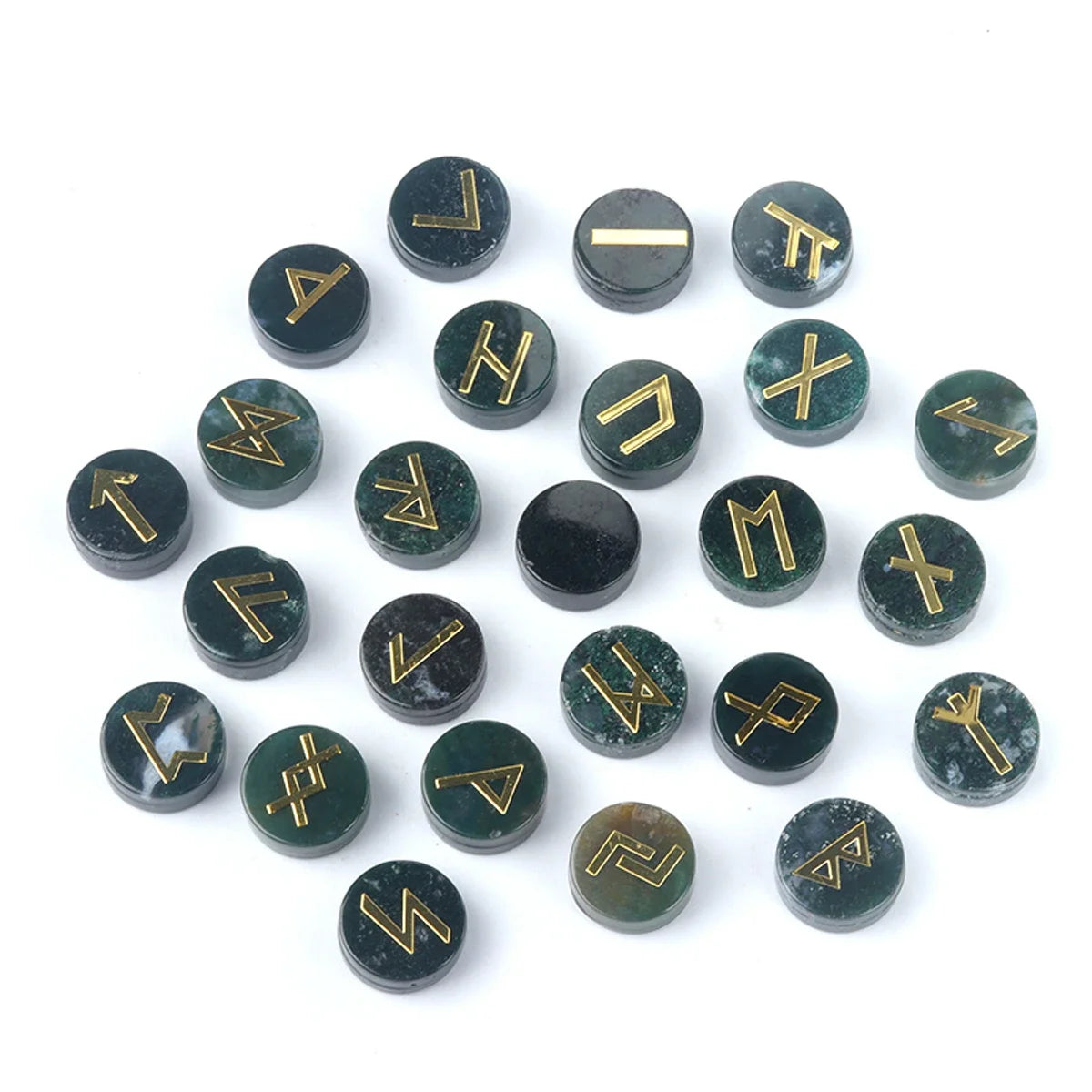 Jeu de 25 Runes Vikings en Pierre Naturelle Gravée – 10 Pierres au Choix