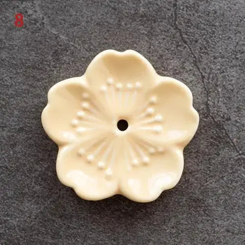 Porte-Encens Fleur de Cerisier en Céramique – Petit Support pour Bâtonnet, 13 Coloris