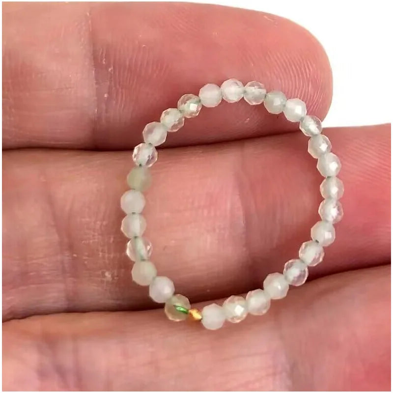 Bague Fine en Perles de Pierre Naturelle Facettées 2 mm – Extensible, 26 Pierres au Choix