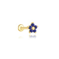 Piercing en Argent 925 et Lapis-Lazuli – Clou Plat Étoile, Fleur, Papillon, 16 Modèles Doré ou Argenté