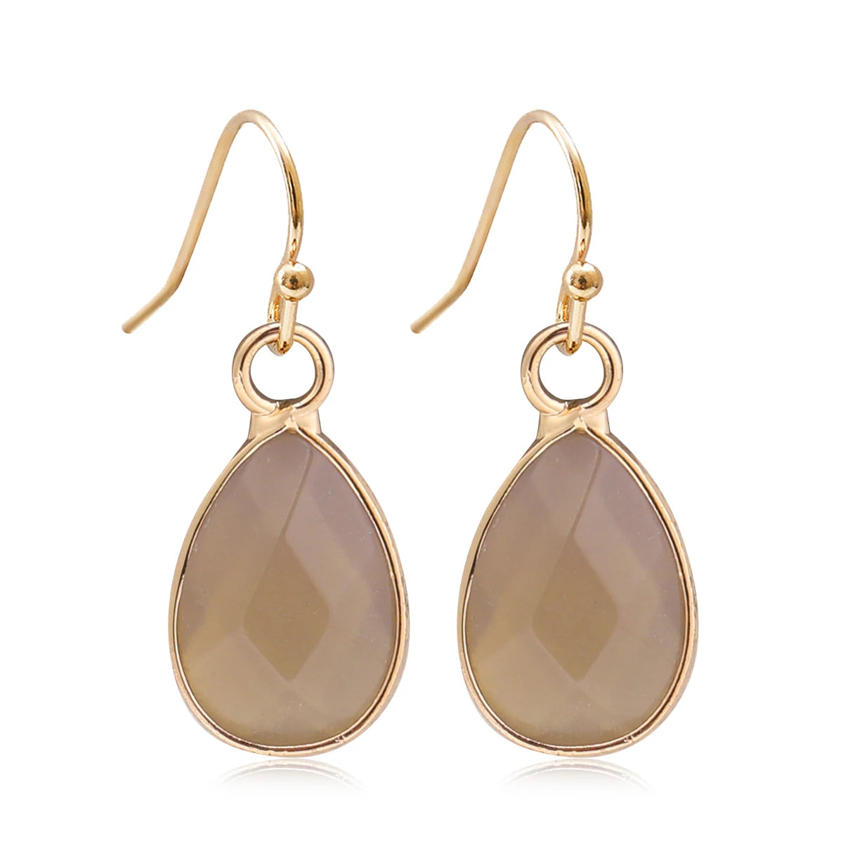 Boucles d'Oreilles Gouttes en Pierre Naturelle – Labradorite, Améthyste, Amazonite…, Doré ou Argenté