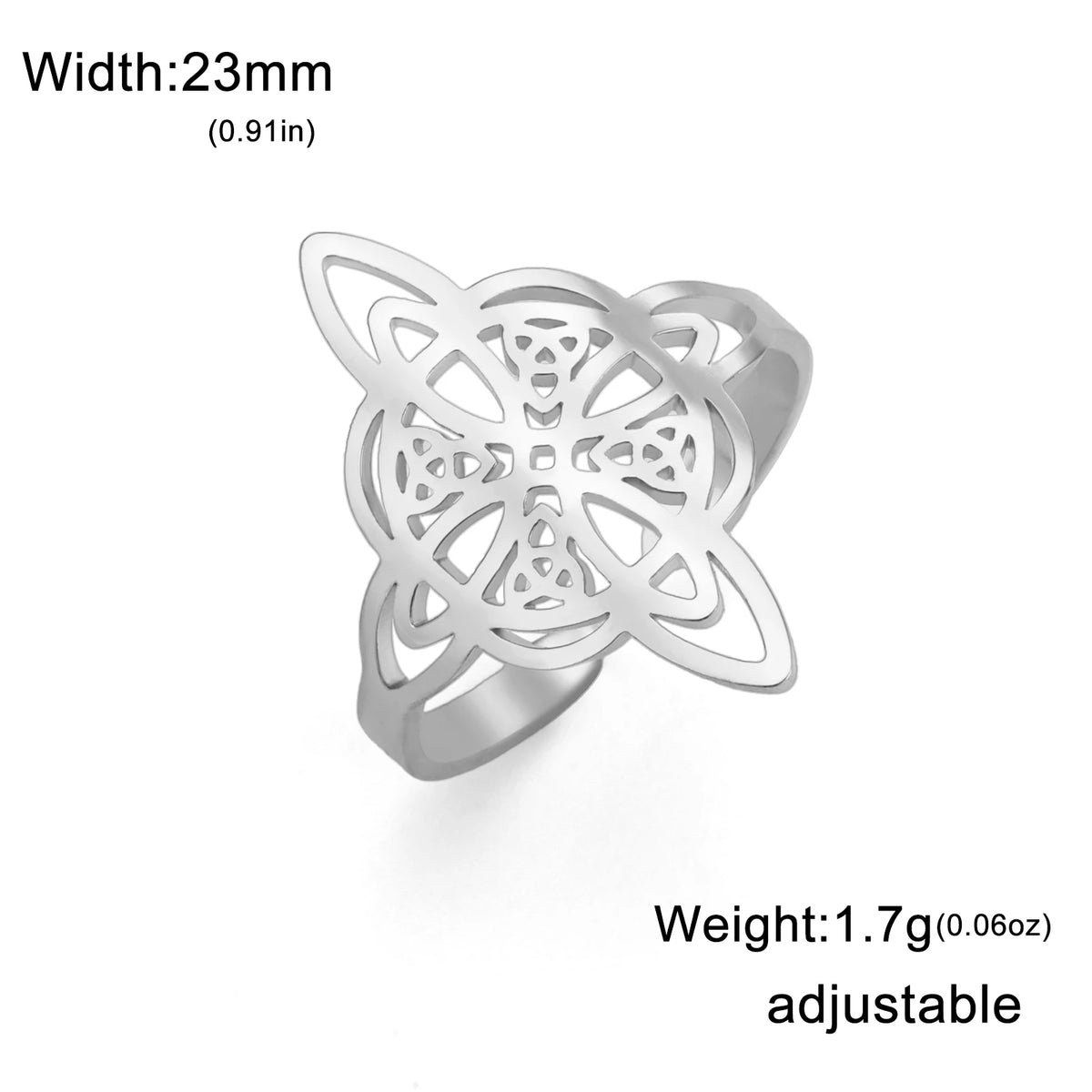 Bague Nœud Celtique Ajustable – Acier Inoxydable Doré ou Argenté, Femme et Homme