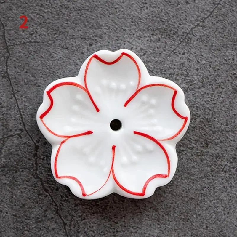 Porte-Encens Fleur de Cerisier en Céramique – Petit Support pour Bâtonnet, 13 Coloris
