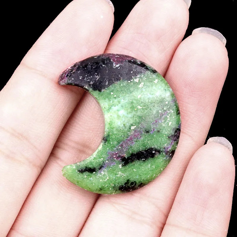 Croissant de Lune en Pierre Naturelle Sculptée 30 mm – Pierre de Poche, 22 Pierres au Choix