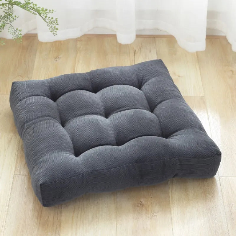 Coussin de Sol Carré Capitonné en Velours Côtelé – 45 ou 53 cm, Assise de Méditation, 9 Coloris