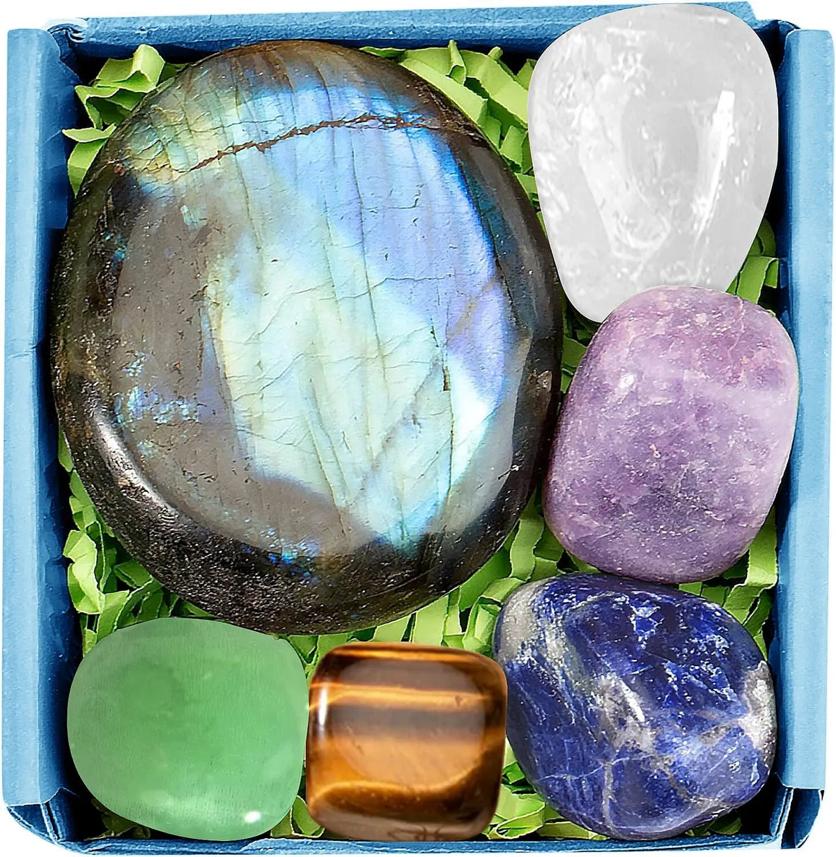 Coffret de Pierres Naturelles – Set de 6 ou 7 Pierres Brutes et Roulées, Idée Cadeau Lithothérapie