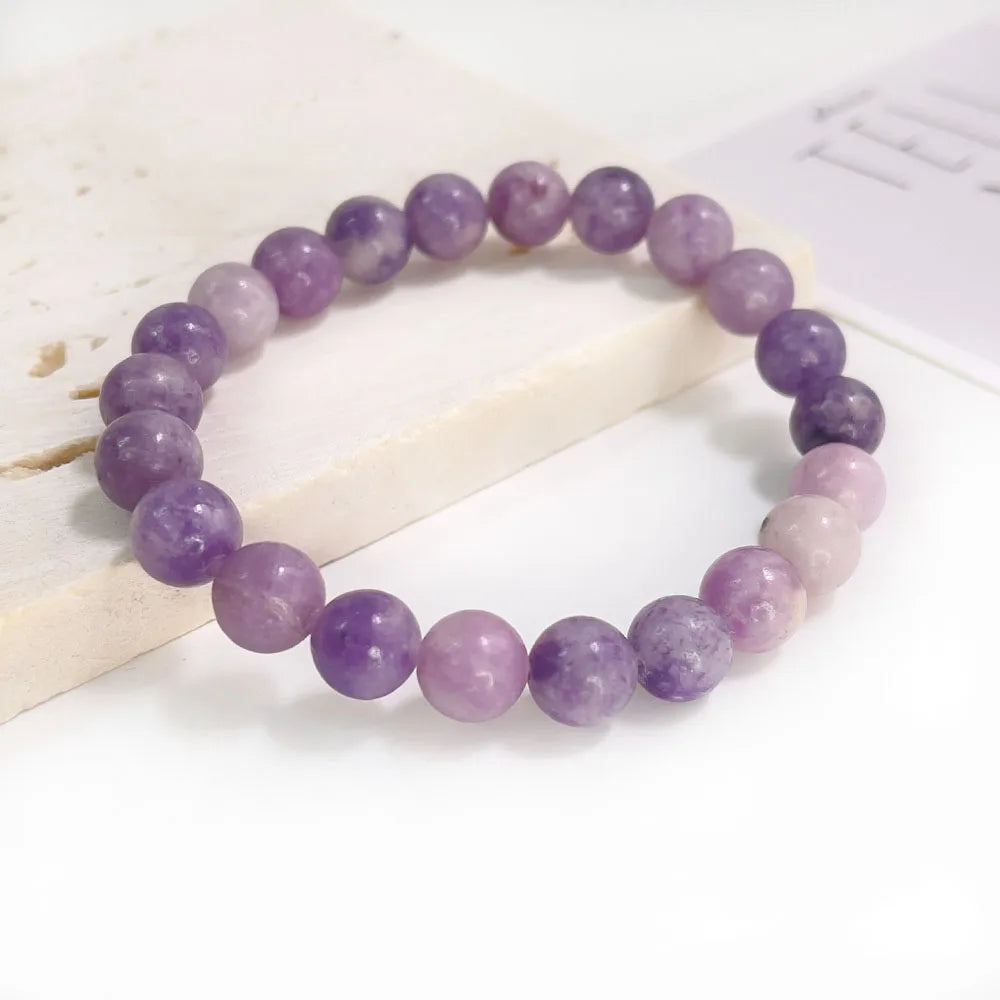 Bracelet Pierre Naturelle au Choix – Jaspe Zèbre Rose, Rhodonite, Lépidolite… Perles 6 ou 8 mm