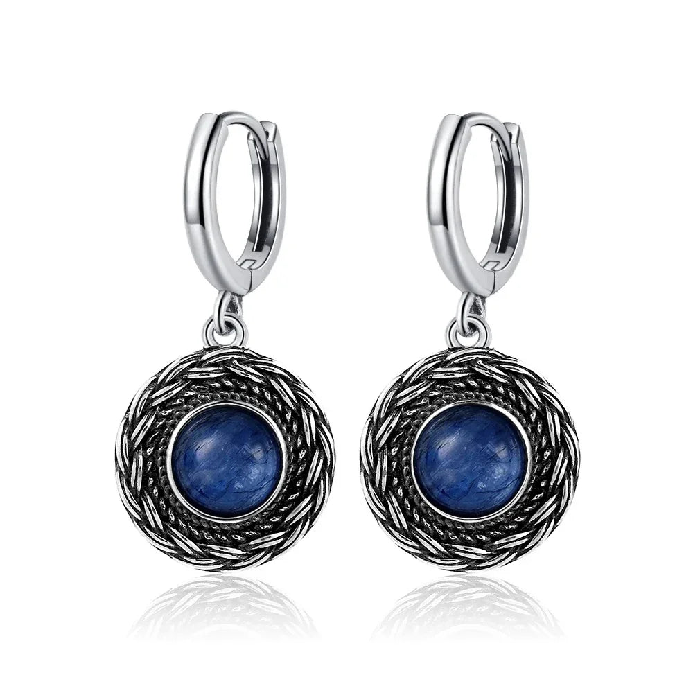 Boucles d'Oreilles Vintage en Argent 925 et Pierre Naturelle – Cyanite, Pierre de Lune, Labradorite… 10 Modèles