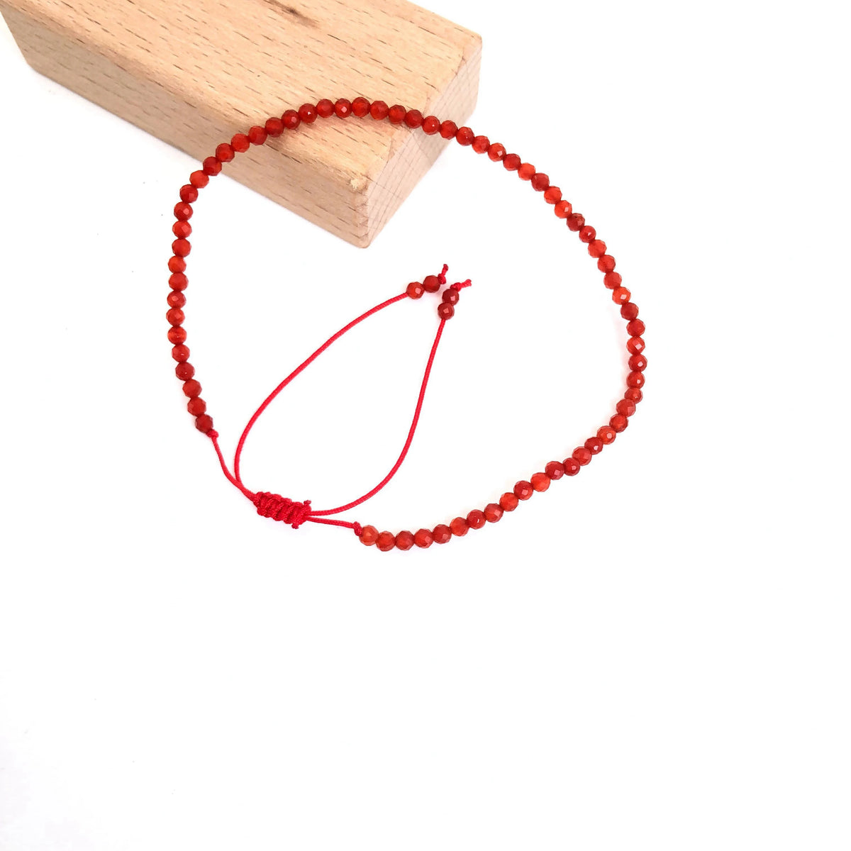 Bracelet Tressé Perles Facettées 2-3 mm – Pierre Naturelle au Choix, Ajustable, Ultra-Fin