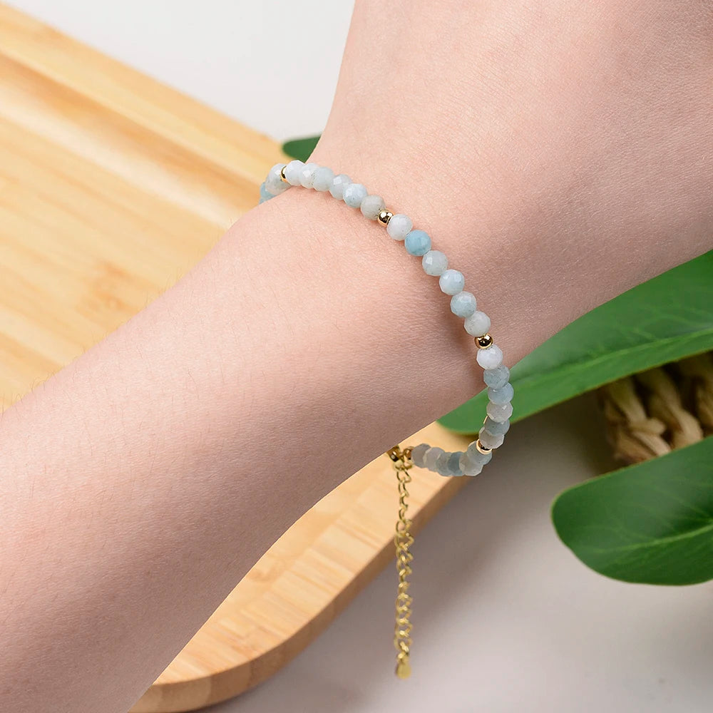 Bracelet Fin Perles Facettées 4 mm – Grenat, Cornaline, Pierre de Soleil… Fermoir Doré