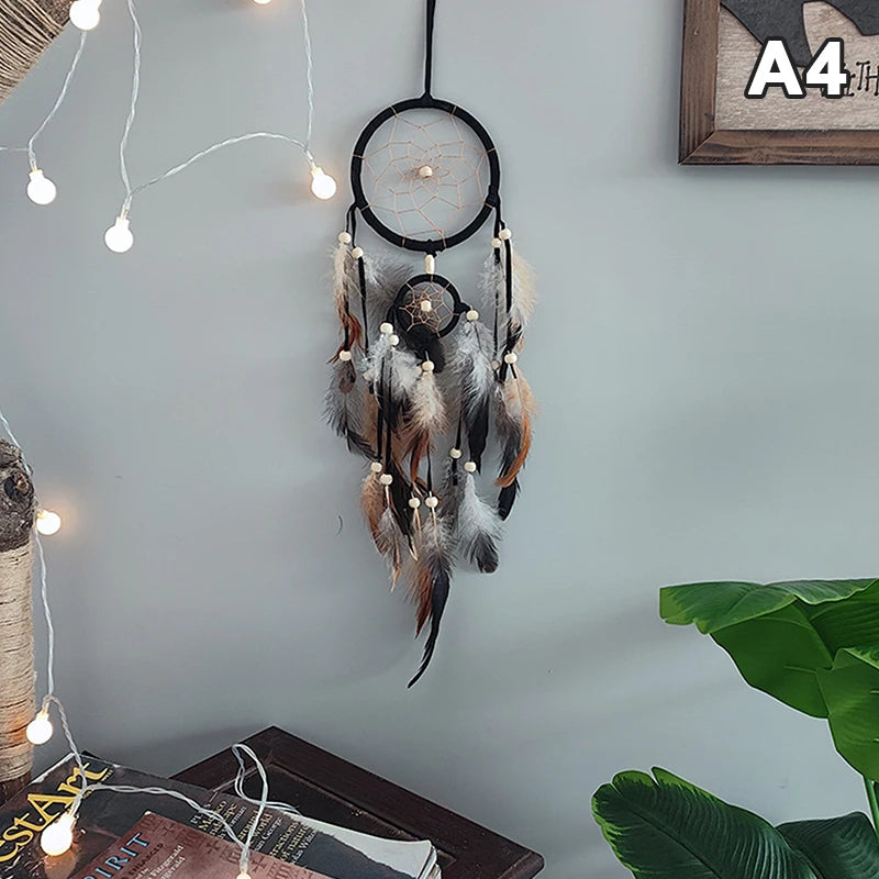 Attrape-Rêves Indien aux Plumes Brunes – Décoration Murale Naturelle, 7 Modèles