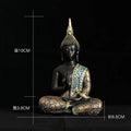 Statue Bouddha Thaï en Méditation – Résine Noire et Or, Faite Main, de 10 à 41 cm