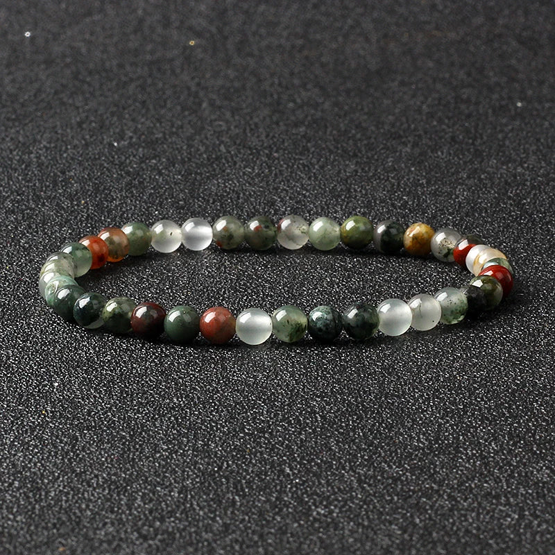 Bracelet Fin en Pierres Naturelles 4 ou 6 mm – 19 Pierres au Choix, Améthyste, Quartz Rose, Onyx…