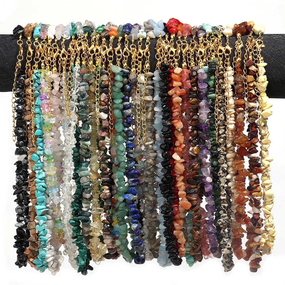 Collier Ras du Cou en Éclats de Pierres Naturelles – 16 Pierres au Choix, 43 cm