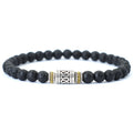 Bracelet Minimaliste 6 mm – Onyx, Œil de Tigre ou Pierre de Lave, Perle Sanskrit, Unisexe