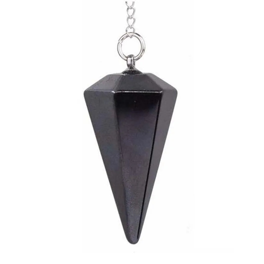 Pendule Pyramide Hexagonale en Pierre Naturelle – 18 Pierres : Améthyste, Labradorite, 7 Chakras…