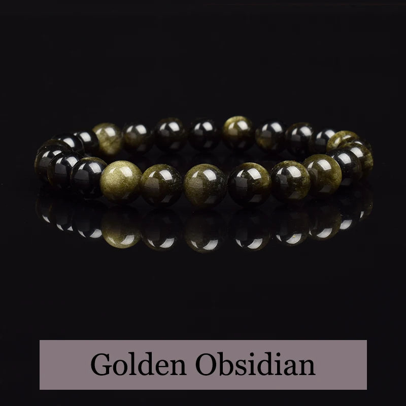 Bracelet Pierre Naturelle au Choix – Obsidienne Dorée, Rhodonite, Unakite et 13 Autres, 6 ou 8 mm