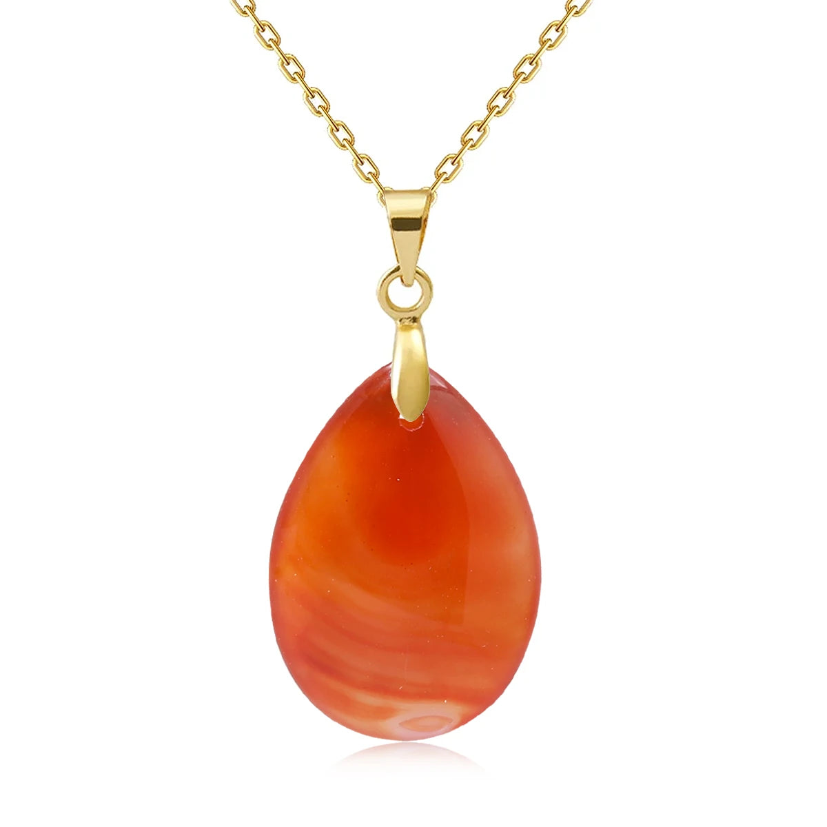 Collier Pendentif Goutte en Pierre Naturelle au Choix – Monture Dorée ou Argentée, avec Chaîne