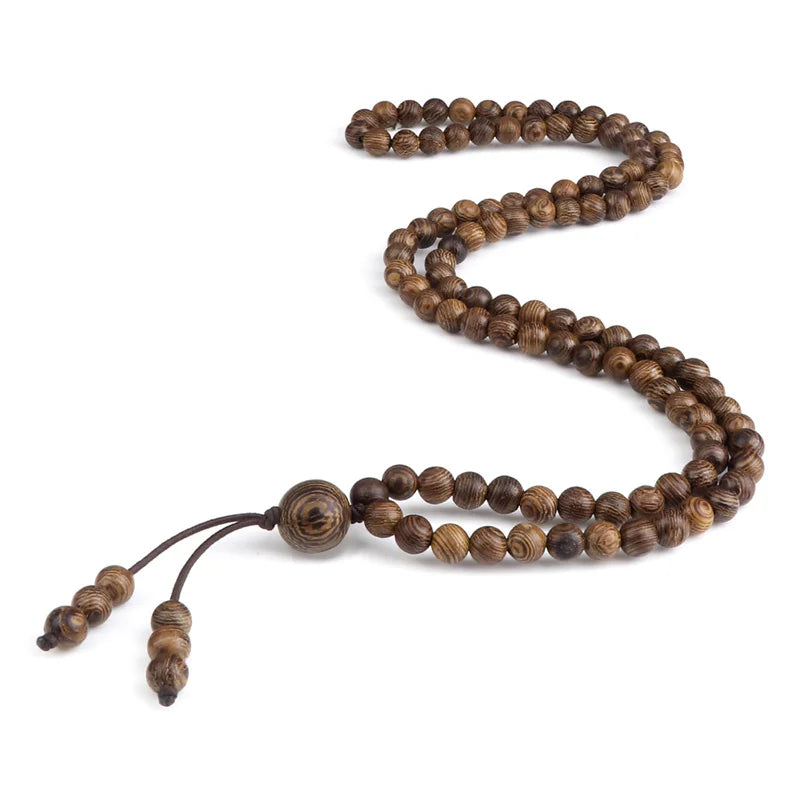 Mala 108 Perles de 6 mm – Pierre de Lave, Pierre Noire ou Bois, Collier ou Bracelet Multitours