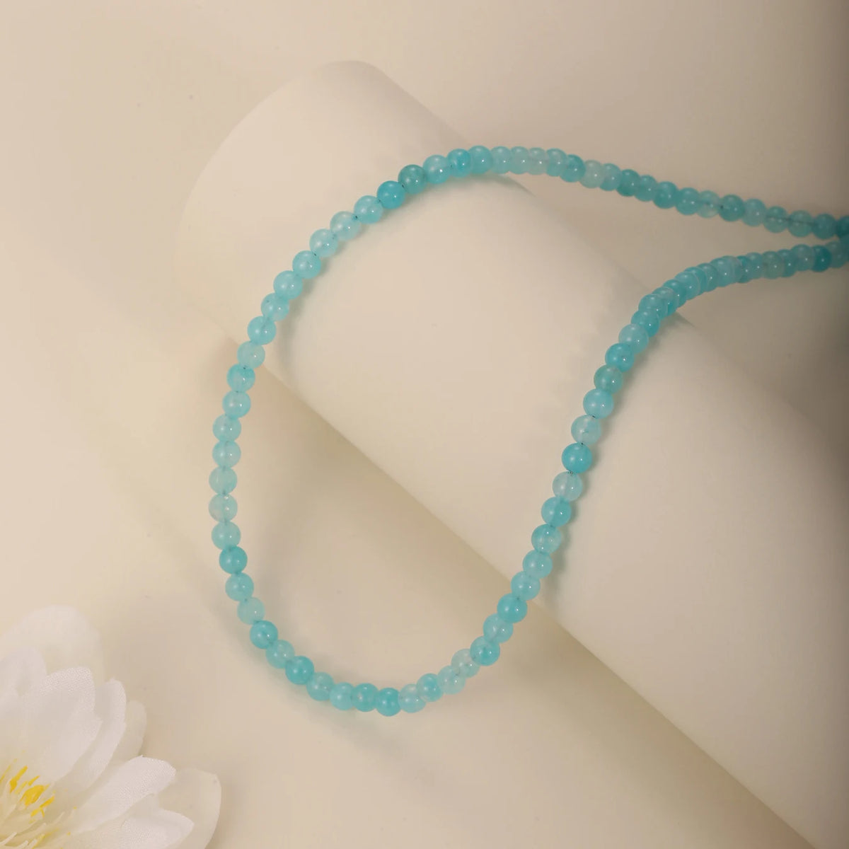 Collier Ras du Cou Perles Fines 4 mm – Amazonite, Lapis-Lazuli, Aigue-Marine ou Agate Indienne