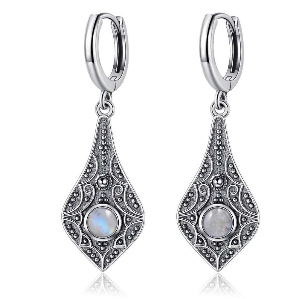 Boucles d'Oreilles Vintage en Argent 925 et Pierre Naturelle – Cyanite, Pierre de Lune, Labradorite… 10 Modèles