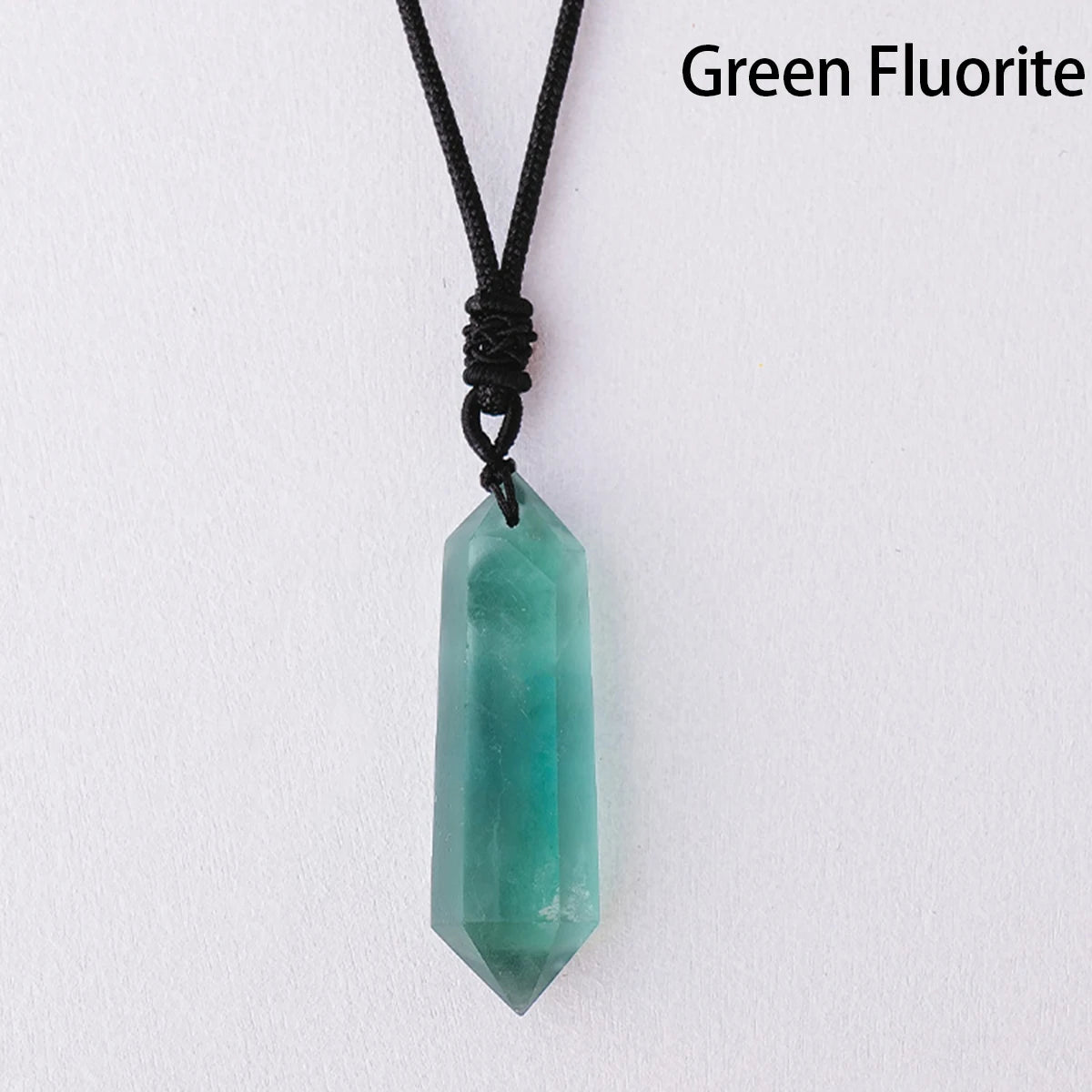 Collier Pendentif Double Pointe en Cristal Naturel – Quartz, Améthyste, Labradorite…, Cordon Réglable