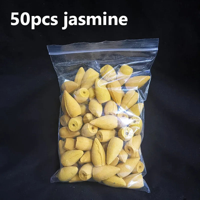Cônes d'Encens à Reflux – Santal, Lavande, Jasmin, Rose, Thé Vert ou Bois d'Agar, 20 à 100 Pièces