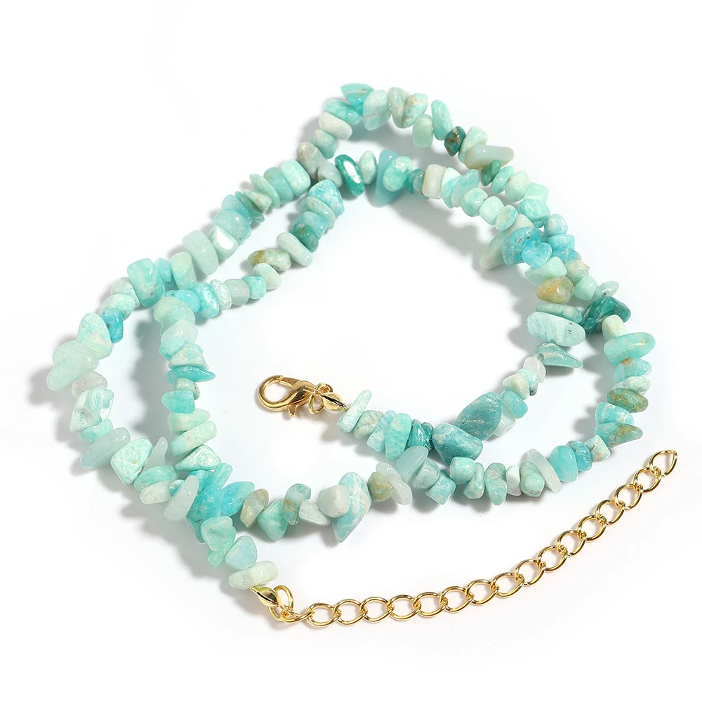 Collier Ras du Cou en Éclats de Pierres Naturelles – 16 Pierres au Choix, 43 cm