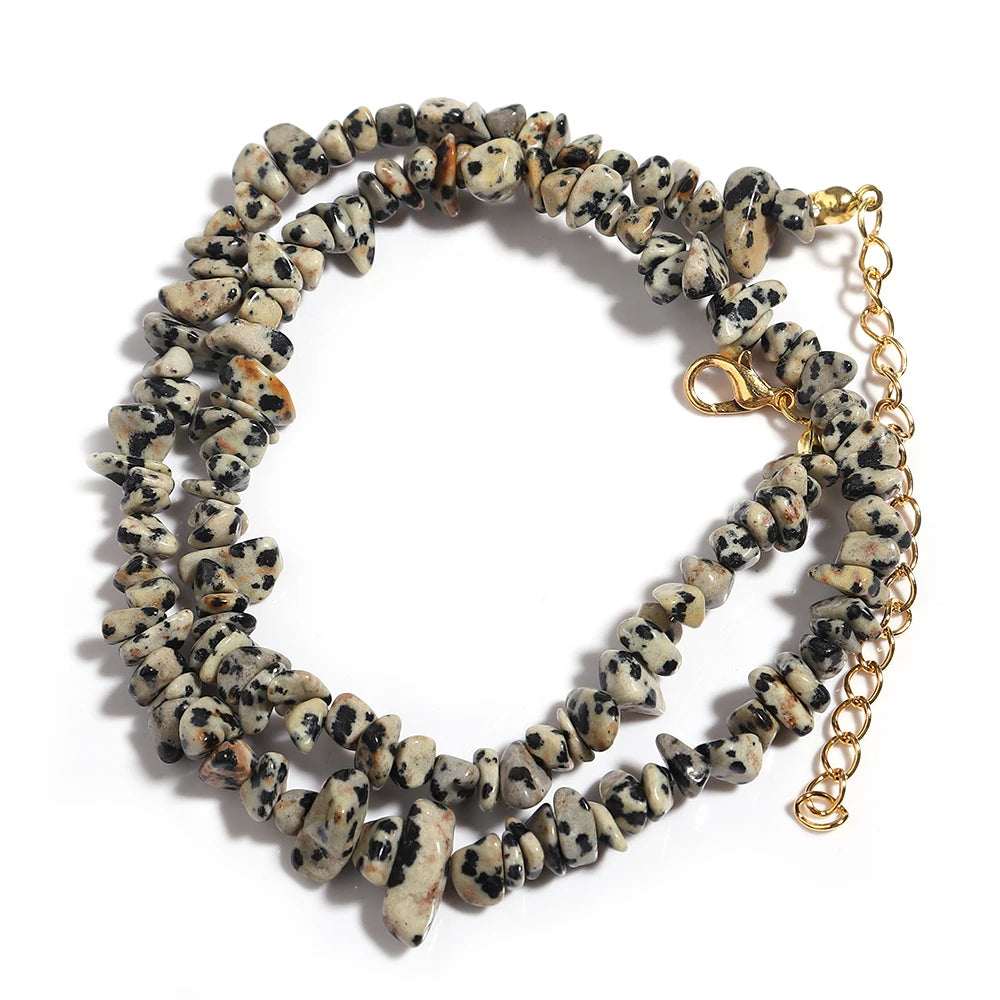 Collier Ras du Cou en Éclats de Pierres Naturelles – 16 Pierres au Choix, 43 cm