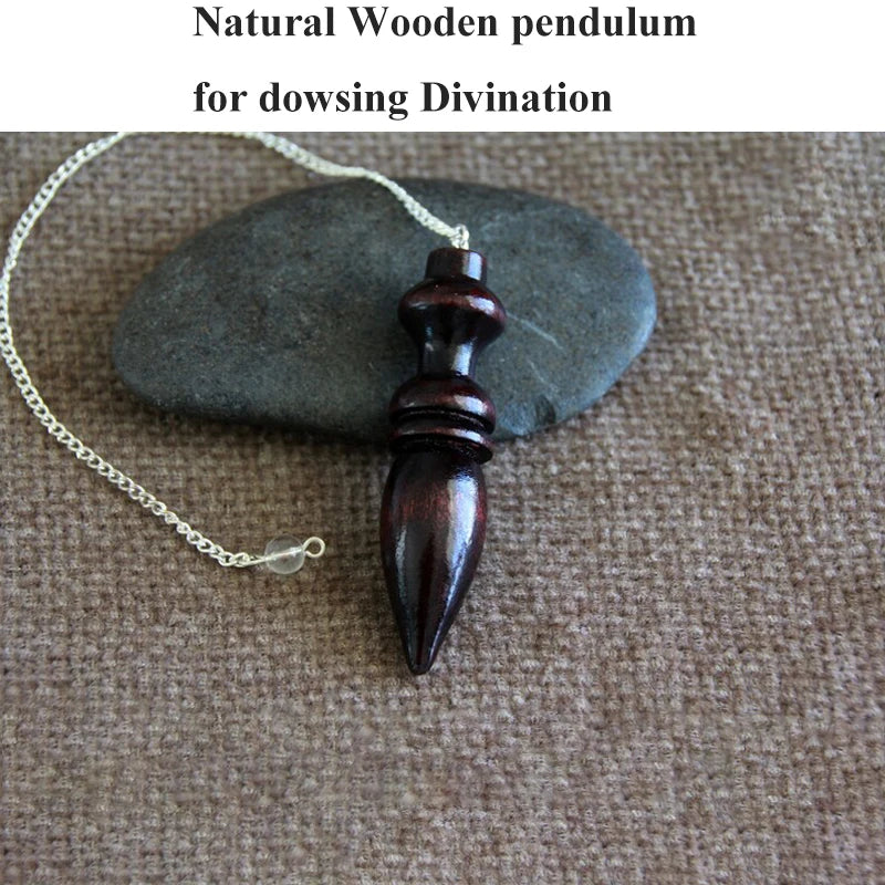Pendule Égyptien en Bois Sombre Tourné – Pendule de Radiesthésie Karnak, Chaîne Simple ou 7 Chakras