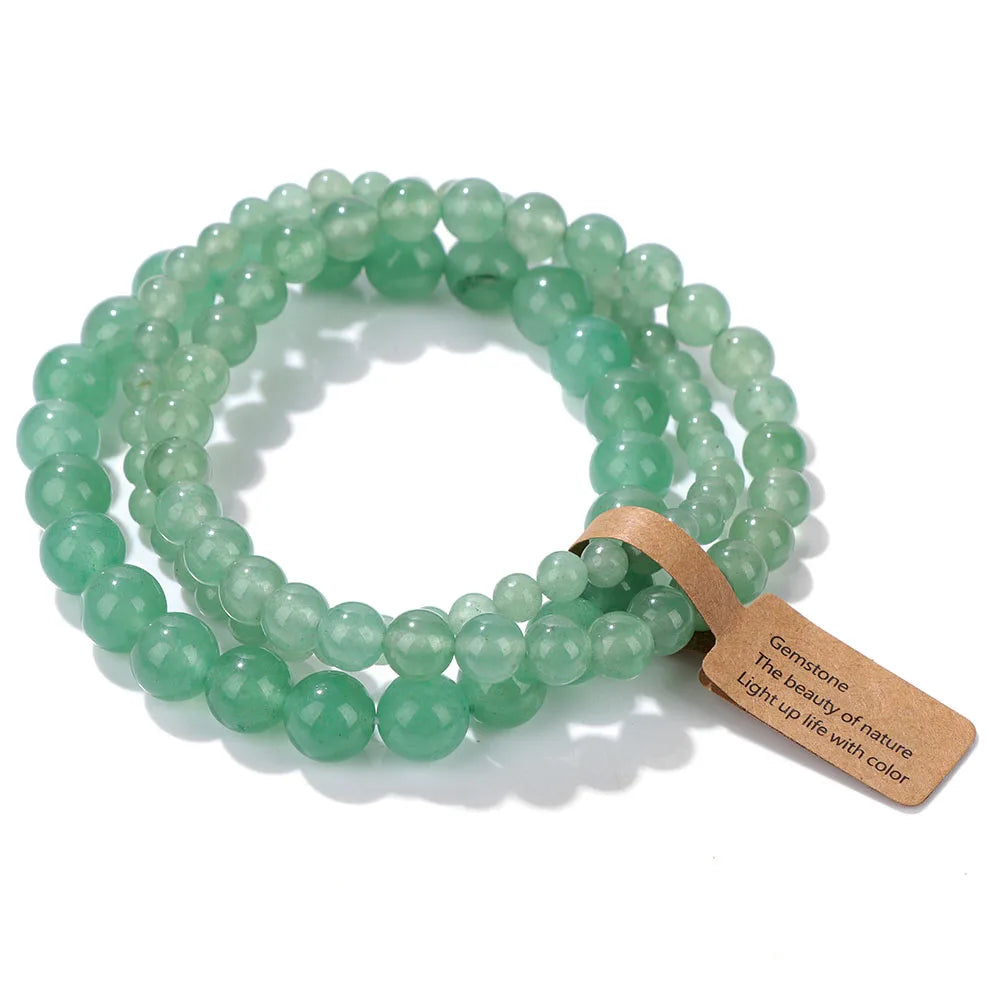 Lot de 3 Bracelets en Pierre Naturelle – Perles 4, 6 et 8 mm, 13 Pierres au Choix, à Accumuler